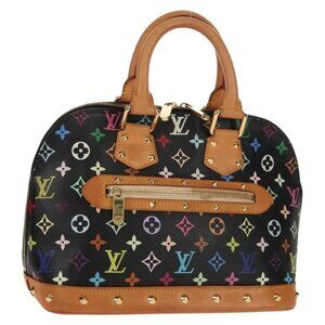 LOUIS VUITTON Monogram Multicolor Alma Hand Bag Black M92646 LV Auth ka244AV